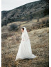 Ivory Lace Chiffon Illusion Back Wedding Dress